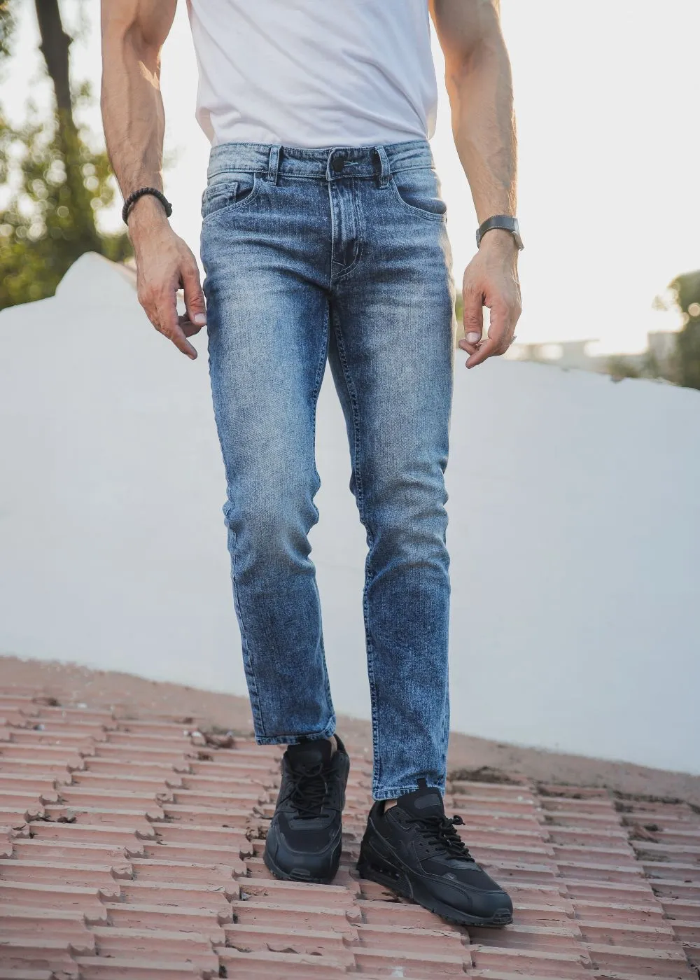 Acid-Wash Slim-Fit Jeans