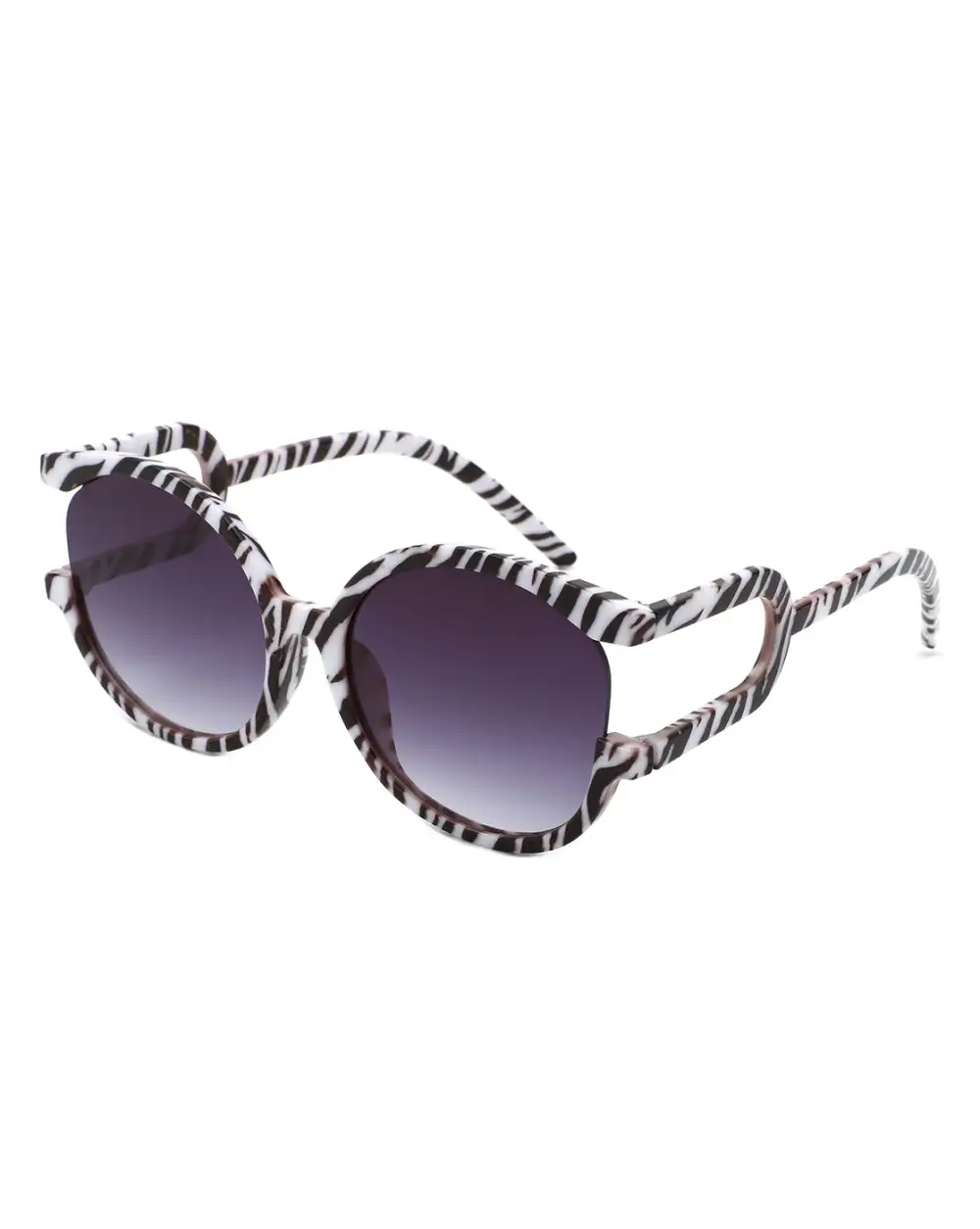 Textured Round Frame Sunglasses