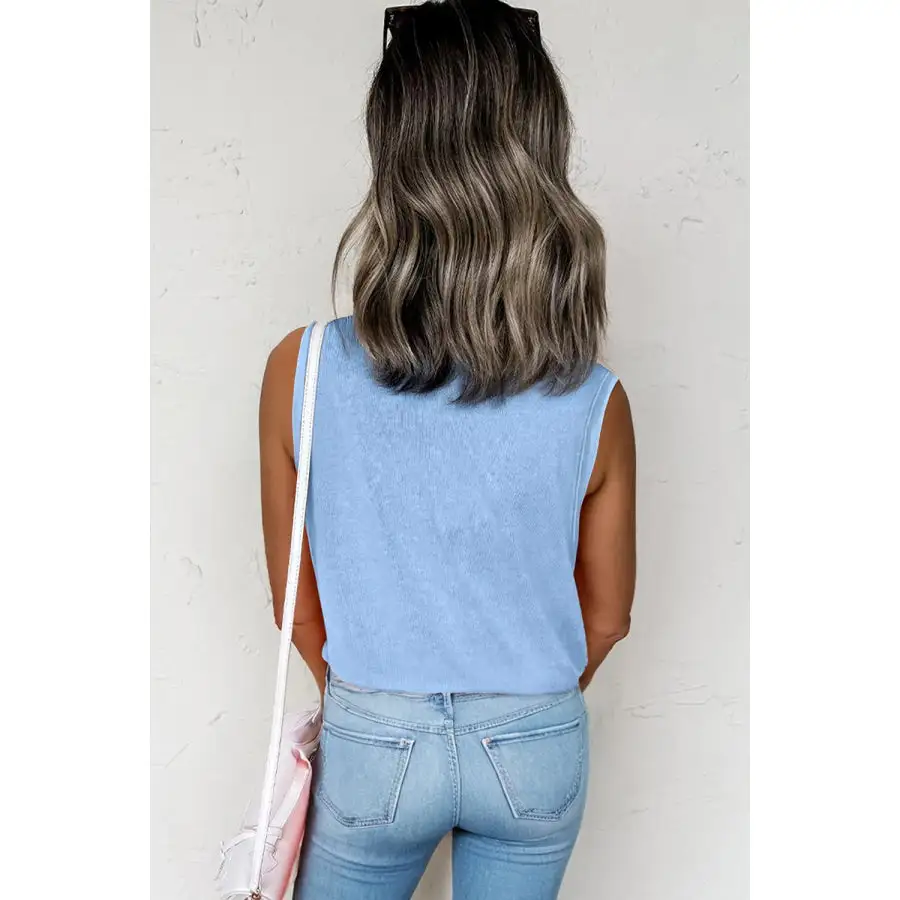 Round Neck Tank With Chest Pocket