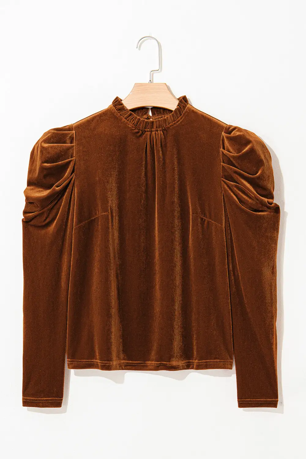 Women's Velvet Collared Puff Sleeve Top