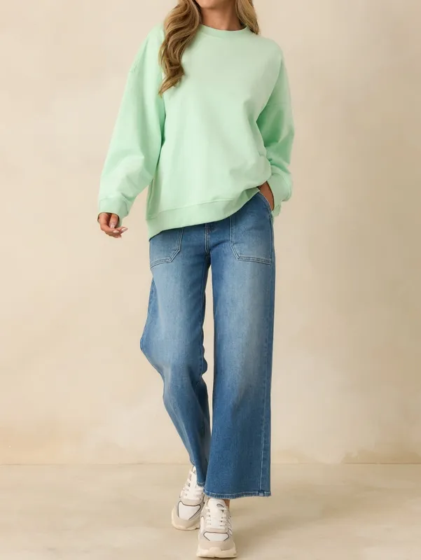 Mint Green Graphic Crewneck Sweatshirt
