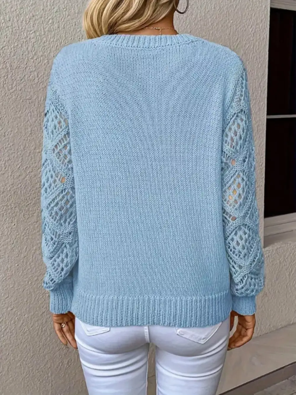 V-Neck Crochet Sweater
