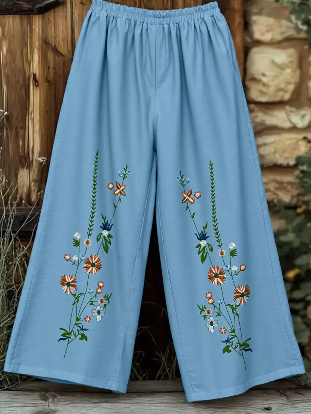 Wide Leg Floral Everyday Comfort Fit Pants
