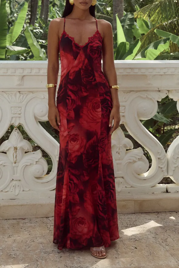 Spaghetti Strap Printed Maxi Dress