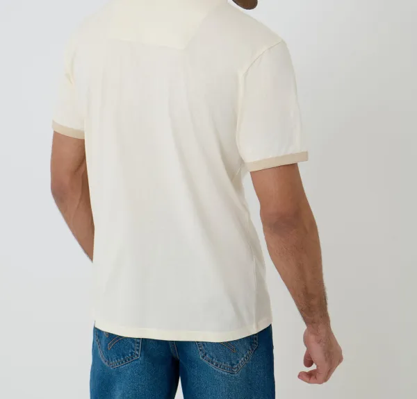 Men's Ecru Cotton Ringer T-Shirt