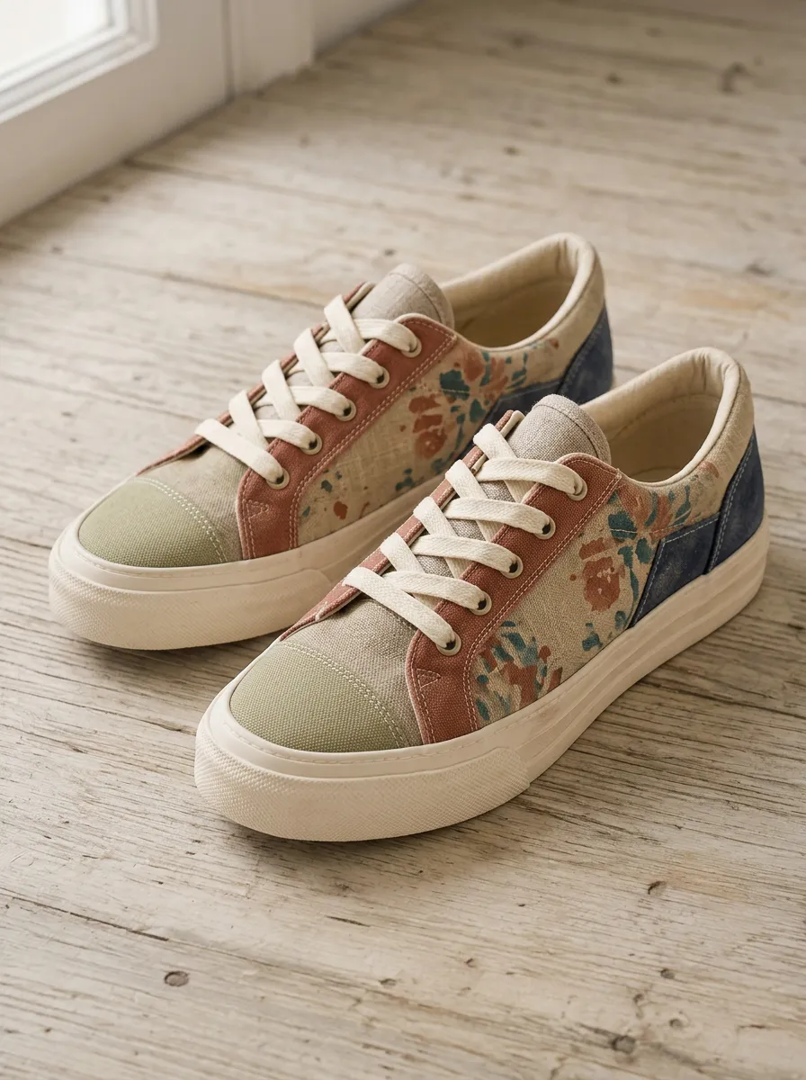 Women's Vintage Floral Patchwork Printed Canvas Sneakers