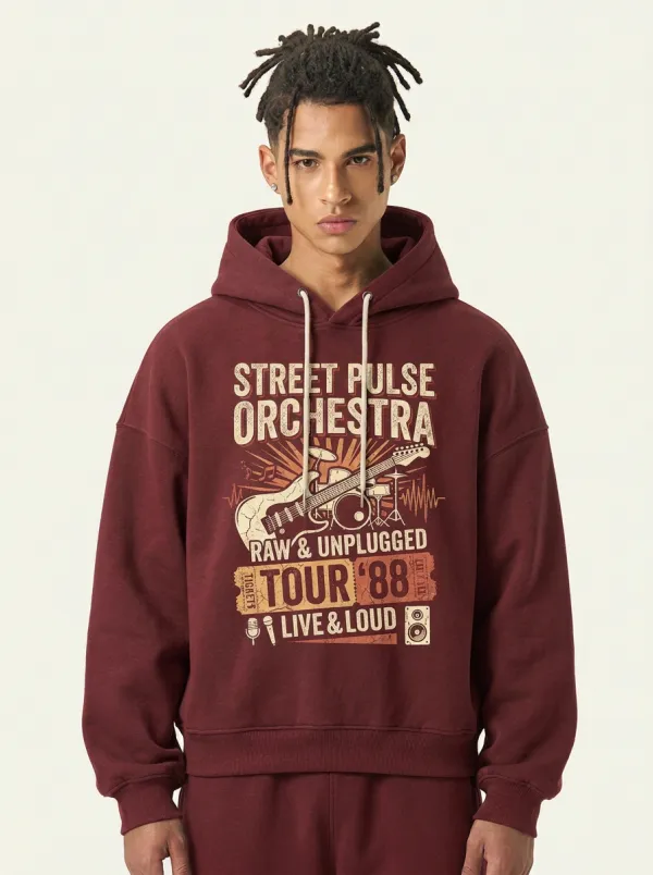 Men‘s Rock Band 88 Tour Guitar Printed Hoodie