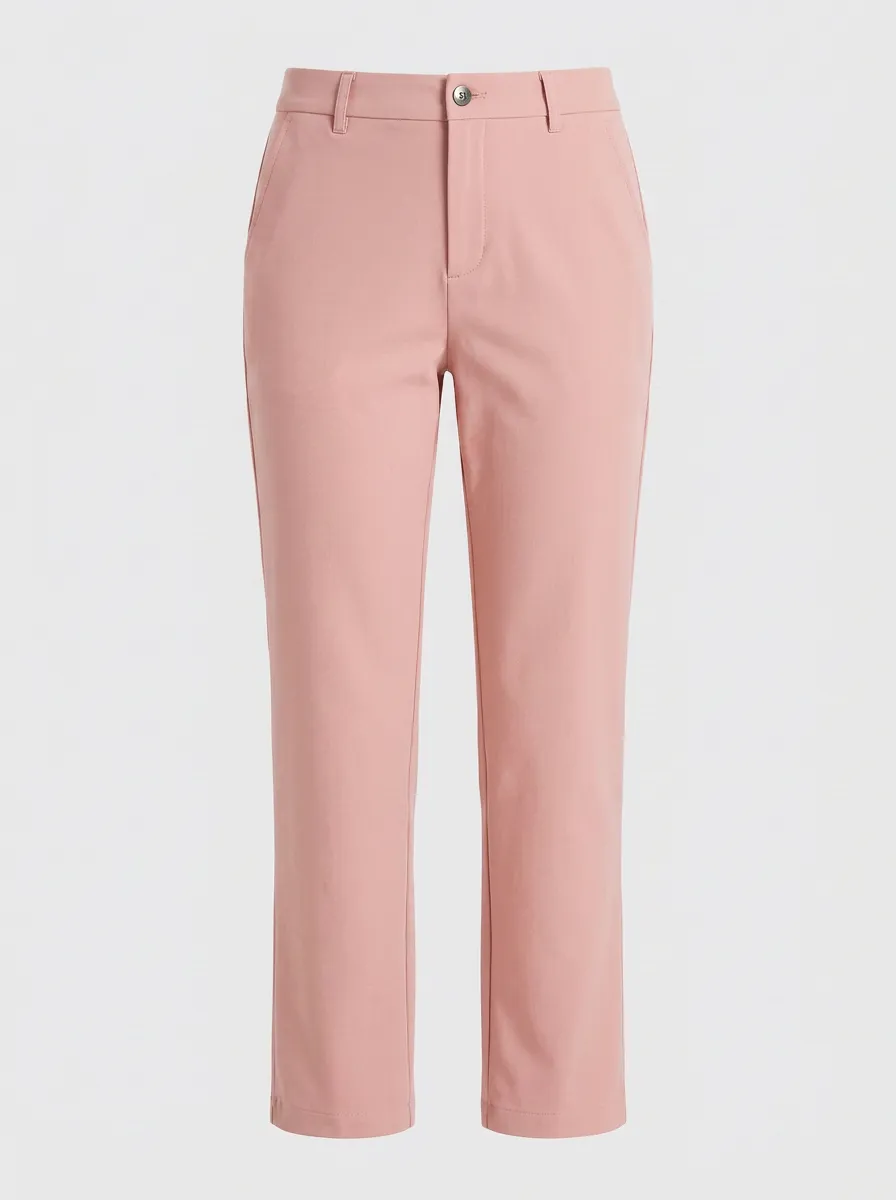 Women's Classic Minimalist Mid-Rise High-Stretch Straight-Leg Pants