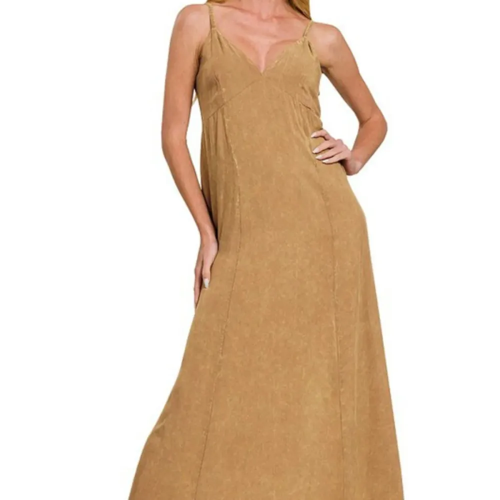 Mineral Washed Rayon Challis Cami Dress