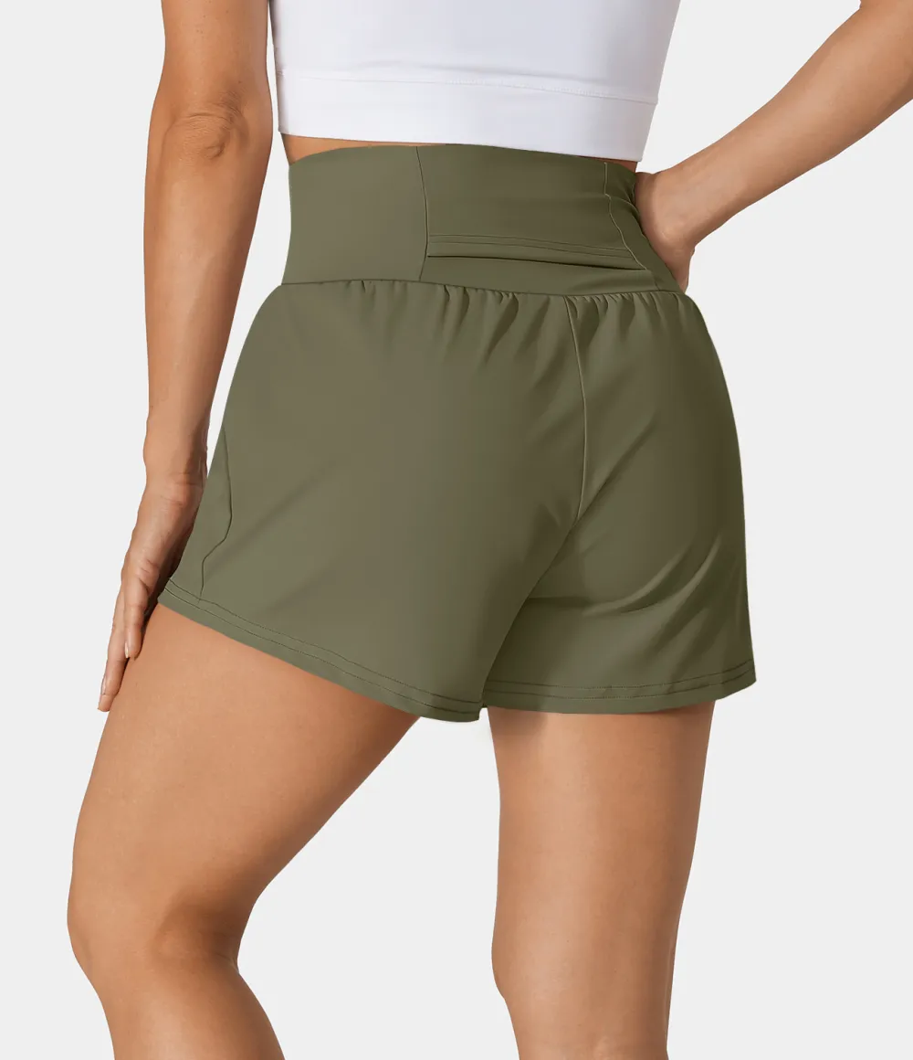 2026🔥  Super High Waisted Back Pocket & Side Hidden Pocket 2-in-1 Yoga Shorts 2.5