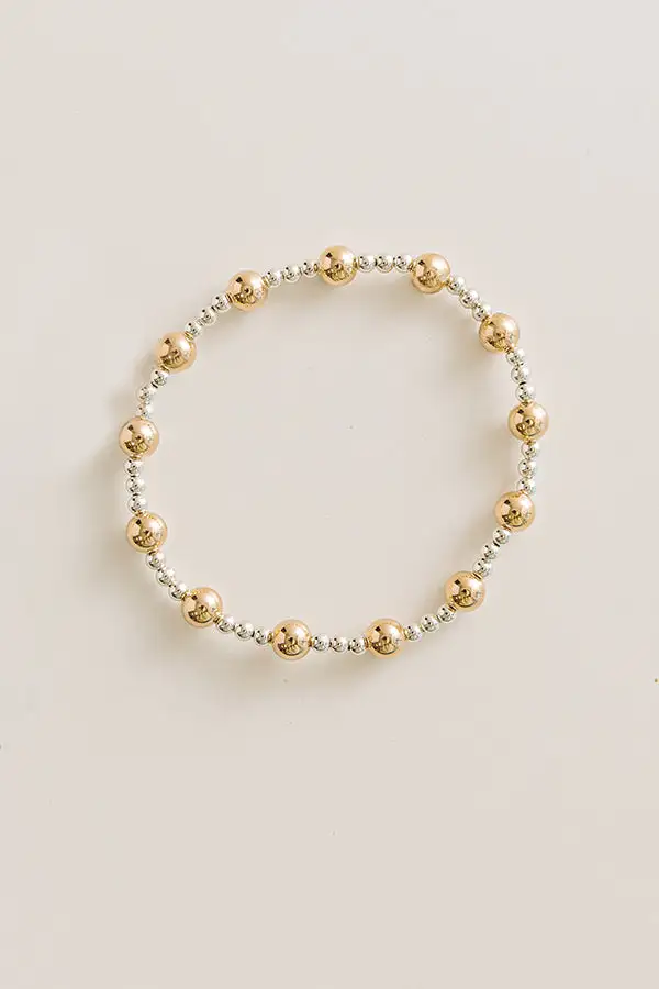 Beaded Mixed Metal Stackable Statement Delicate Stretch Bracelet