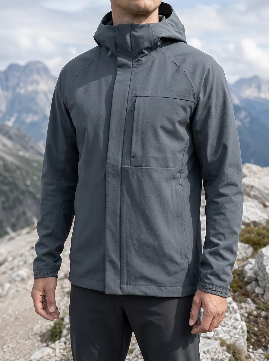 Men's Terrain Hiking Outdoor Mountain Graphic Printed Hooded Jacket