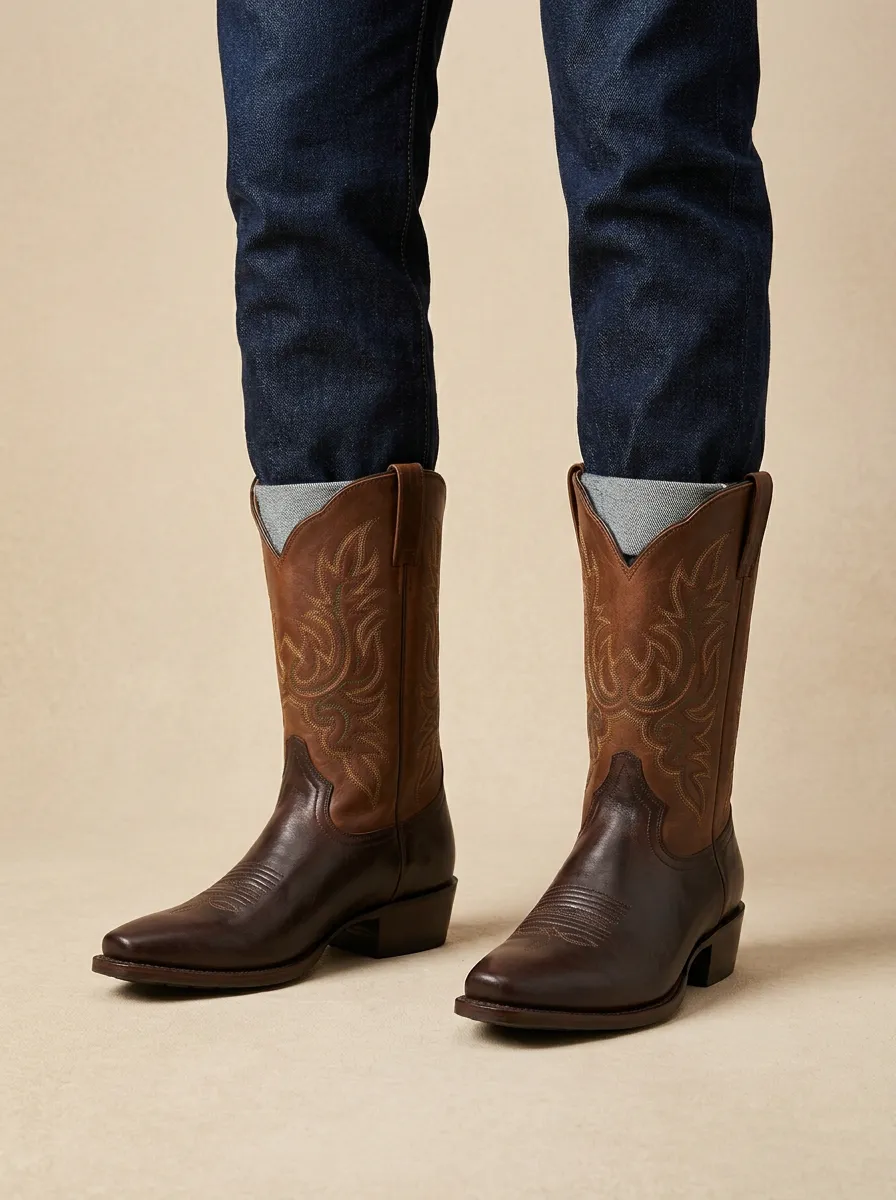 Men’s Retro Pattern Western Cowboy Boots