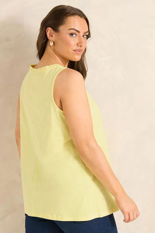 Yellow Premium Cotton Vest Top detail 2