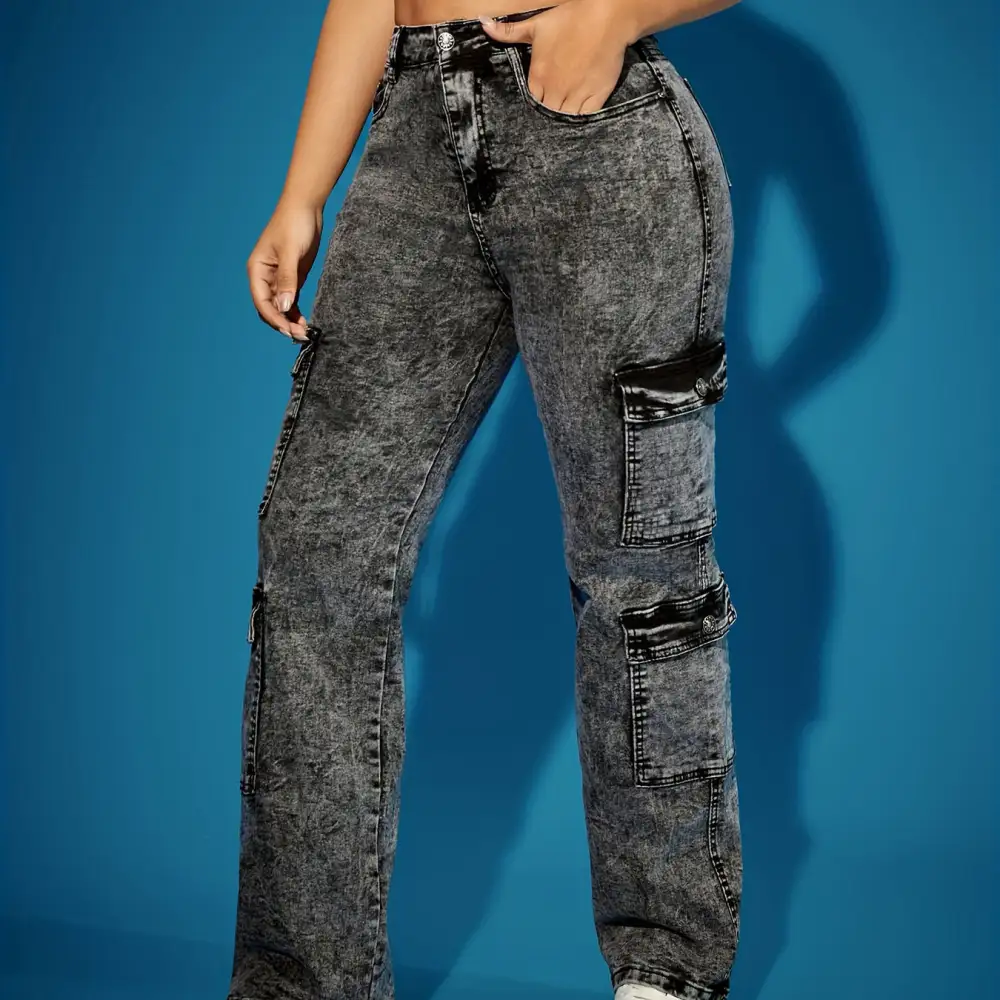 Women's Multi Pocket Denim Cargo Pants