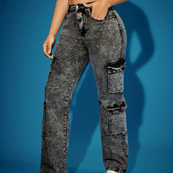 Women's Multi Pocket Denim Cargo Pants