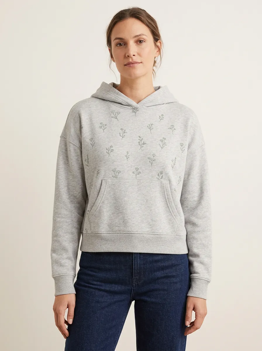 Women's Botanical Floral Minimal Nature Inspired Graphic Hoodie