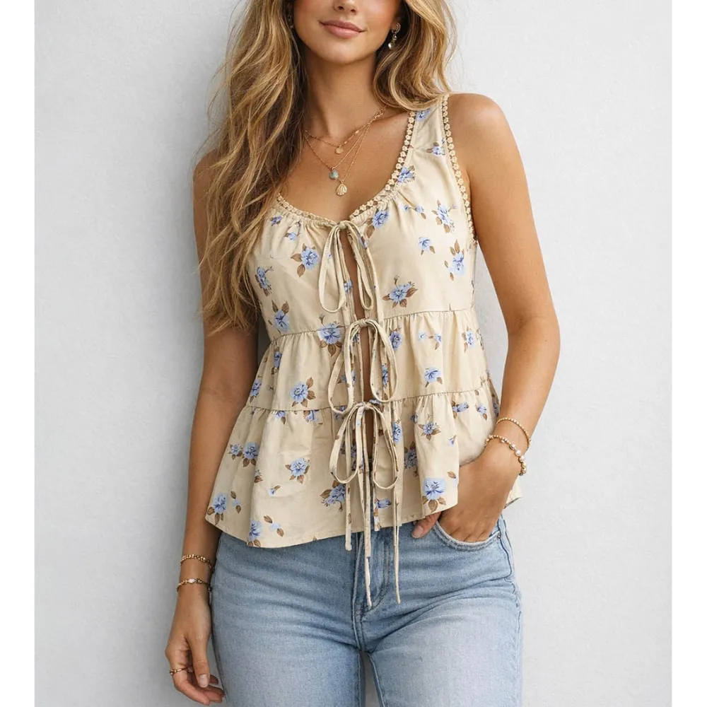 Boho Front Scoop Neck Sleeveless Top