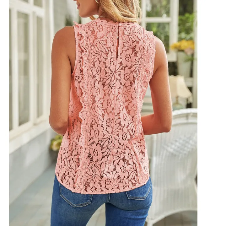 Lace V Neck Wide Strap Tank