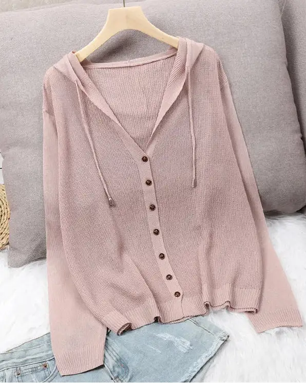 Silk-Blend Hooded Openwork Cardigan