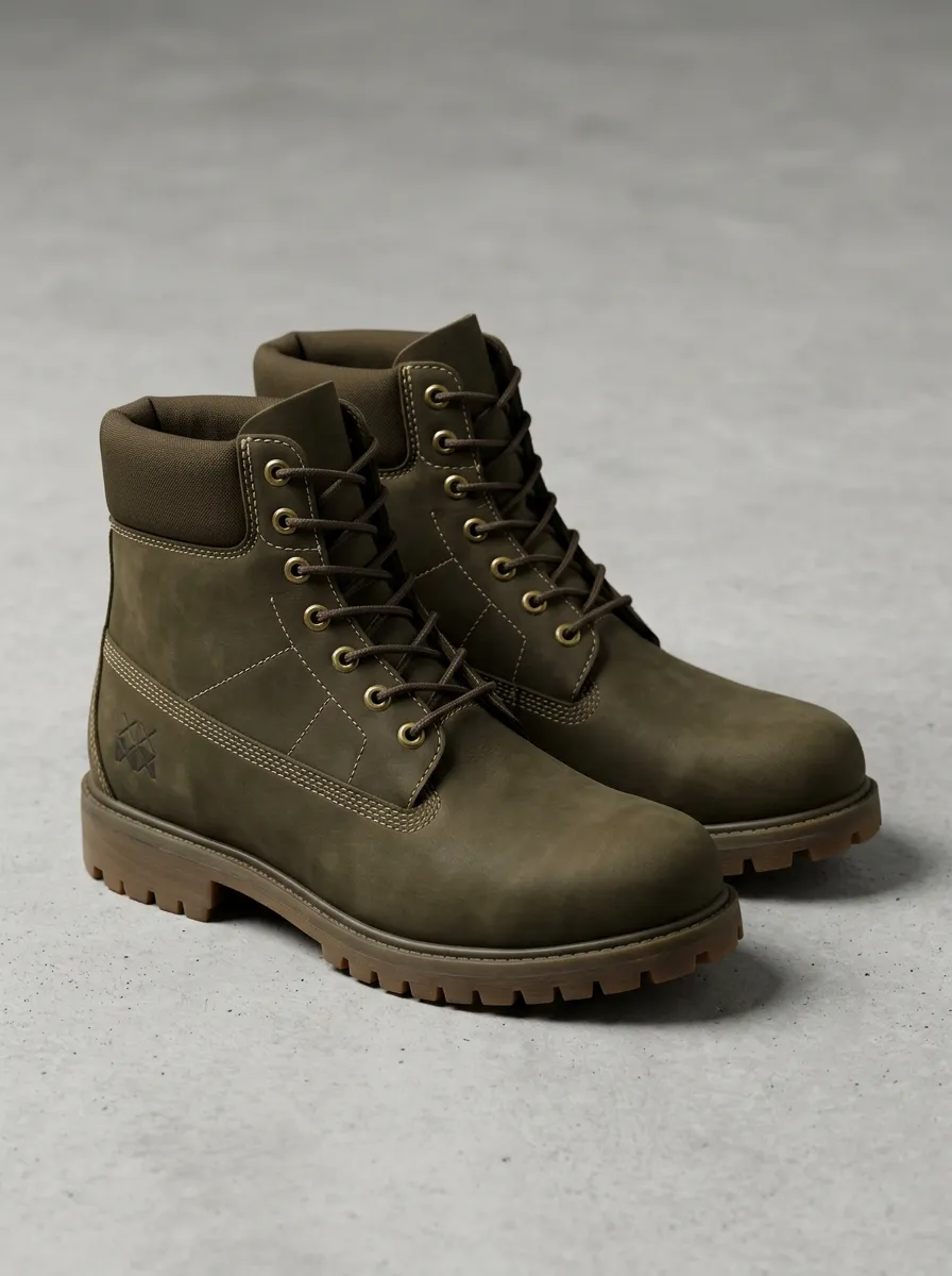 Unisex Minimalist Logo Embossed Work Boots