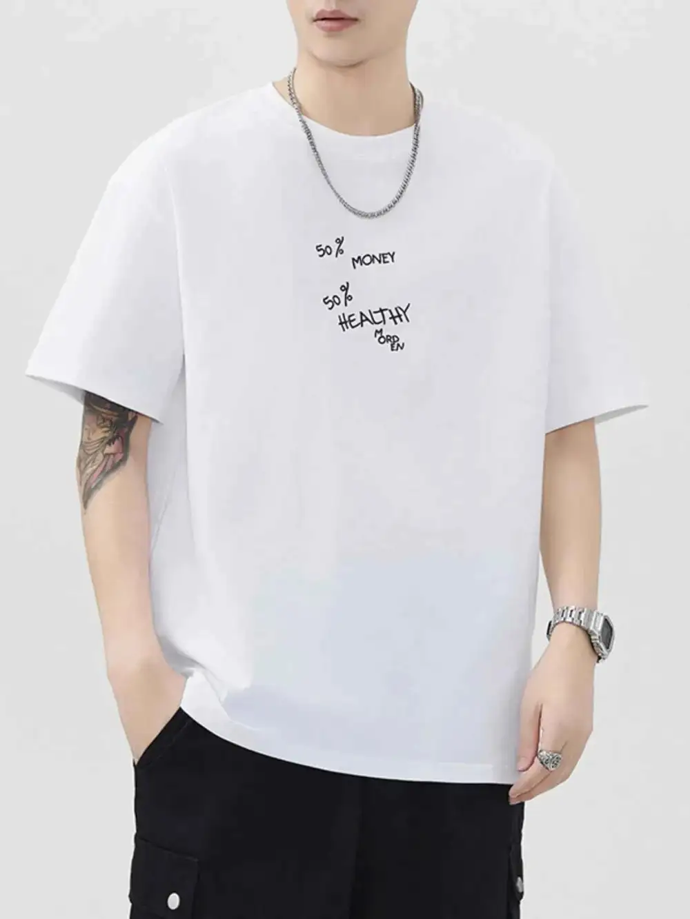 Casual Letter Round Neck Short Sleeve T-Shirt