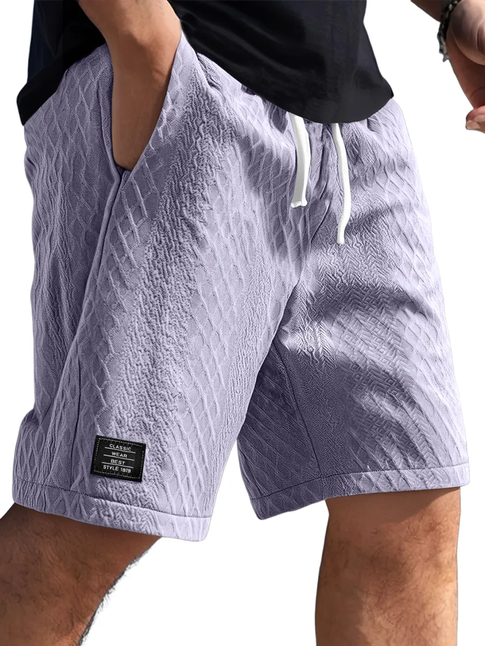 Textured Jacquard Casual Shorts