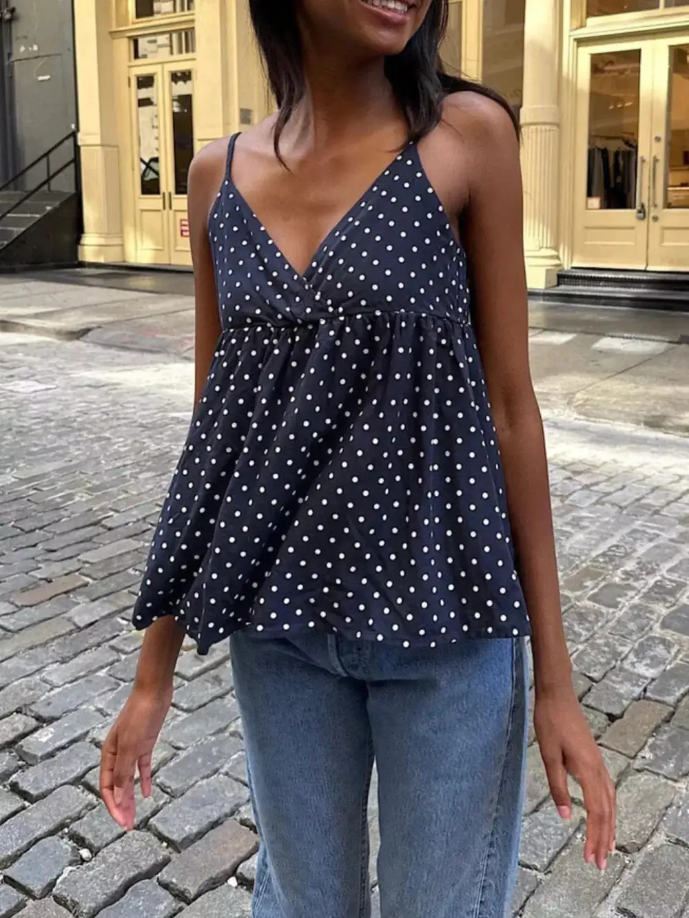 Dot V-Neck Flowy Cami