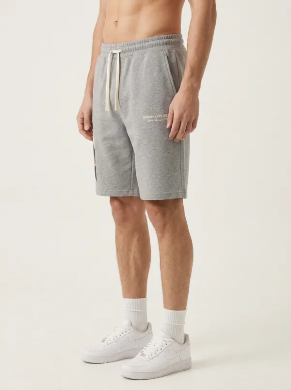 Men's Mountain Sunset Drawstring Elastic-Waist Printed Sweat Shorts