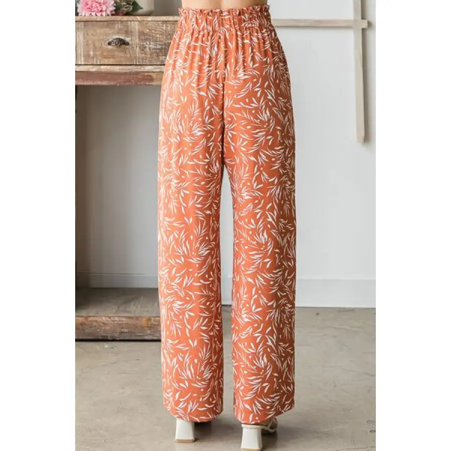 Full Size Printed Tied Straight Casual Pants