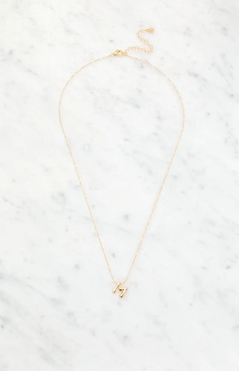 LA Hearts M Initial 14K Gold Plated Necklace