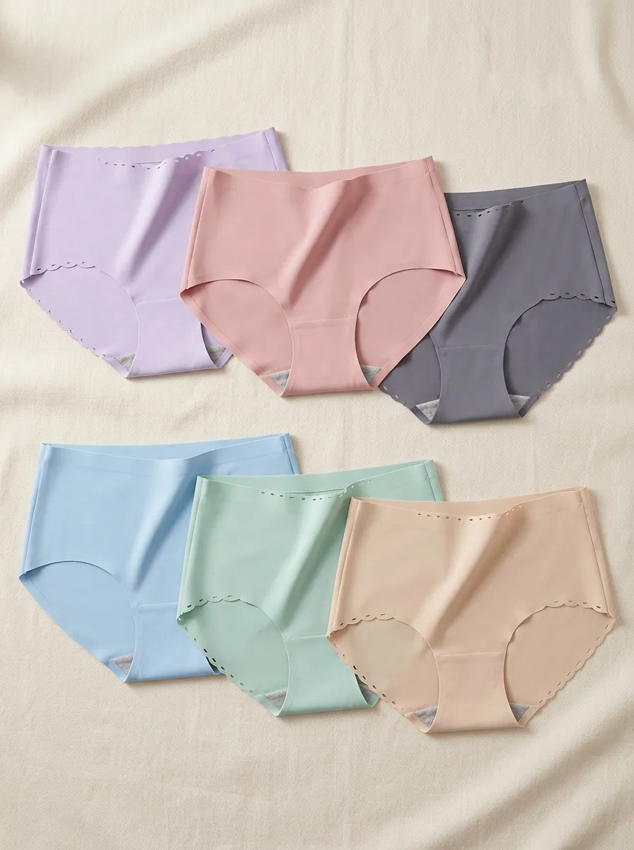 Women's Seamless High-Waist Scalloped-Edge Invisible 6-Pack Shaping Briefs