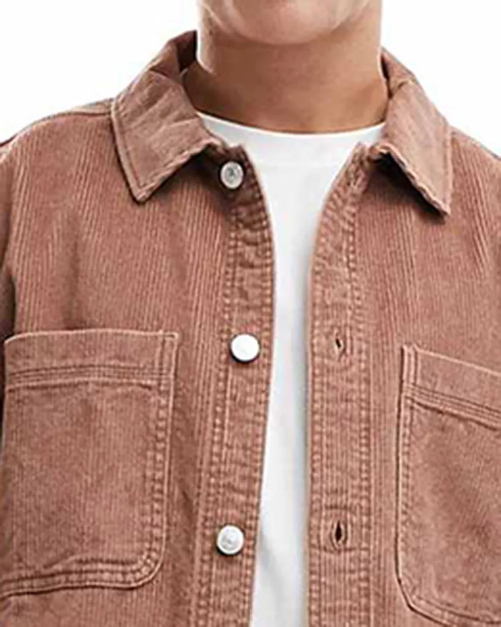 Cord Shirt Jacket In Rust