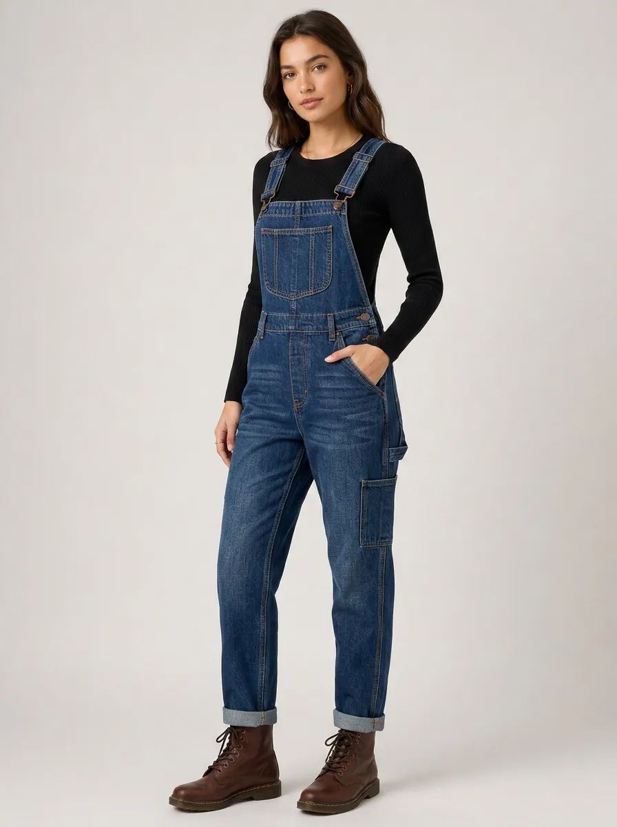 Women's Vintage Denim Dungarees