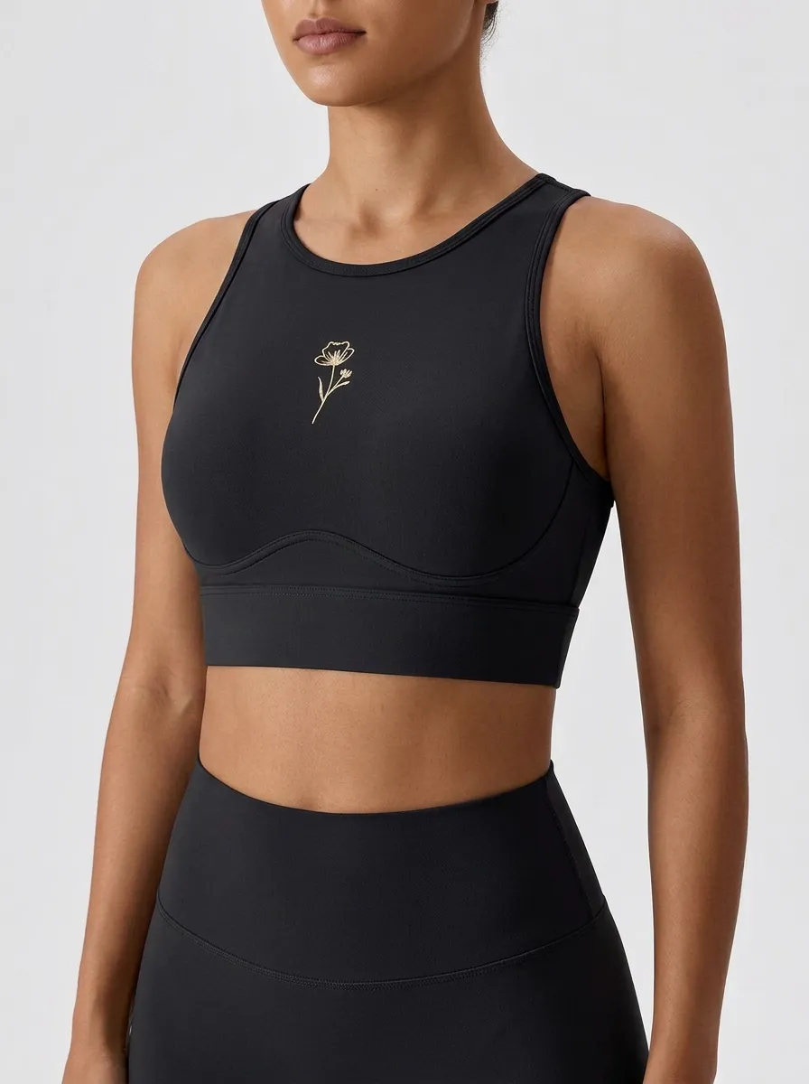 Women's Floral-Graphic High-Neck Sports Bra