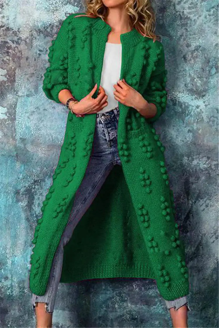  Long Textured Knit Cardigan