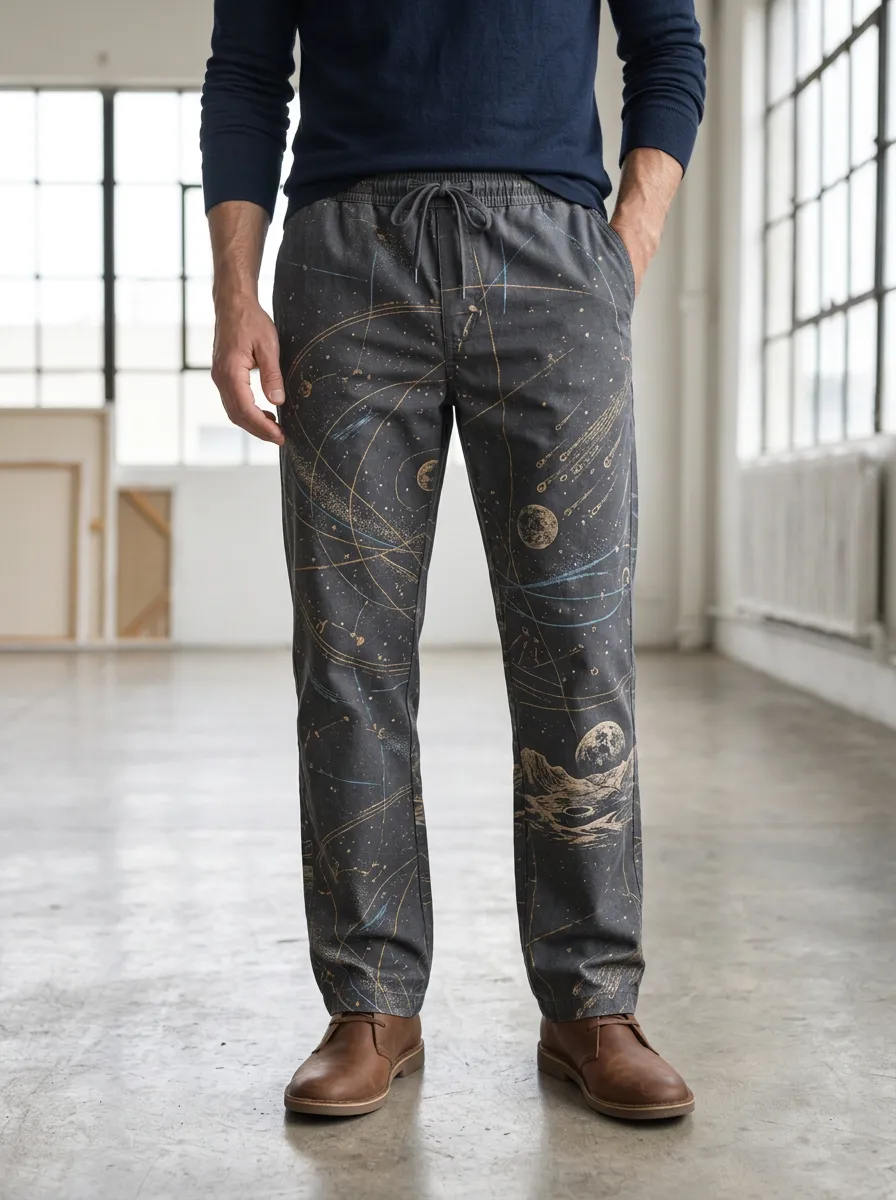 Men's Astronomy Lover Galaxy Planet Printed Pants