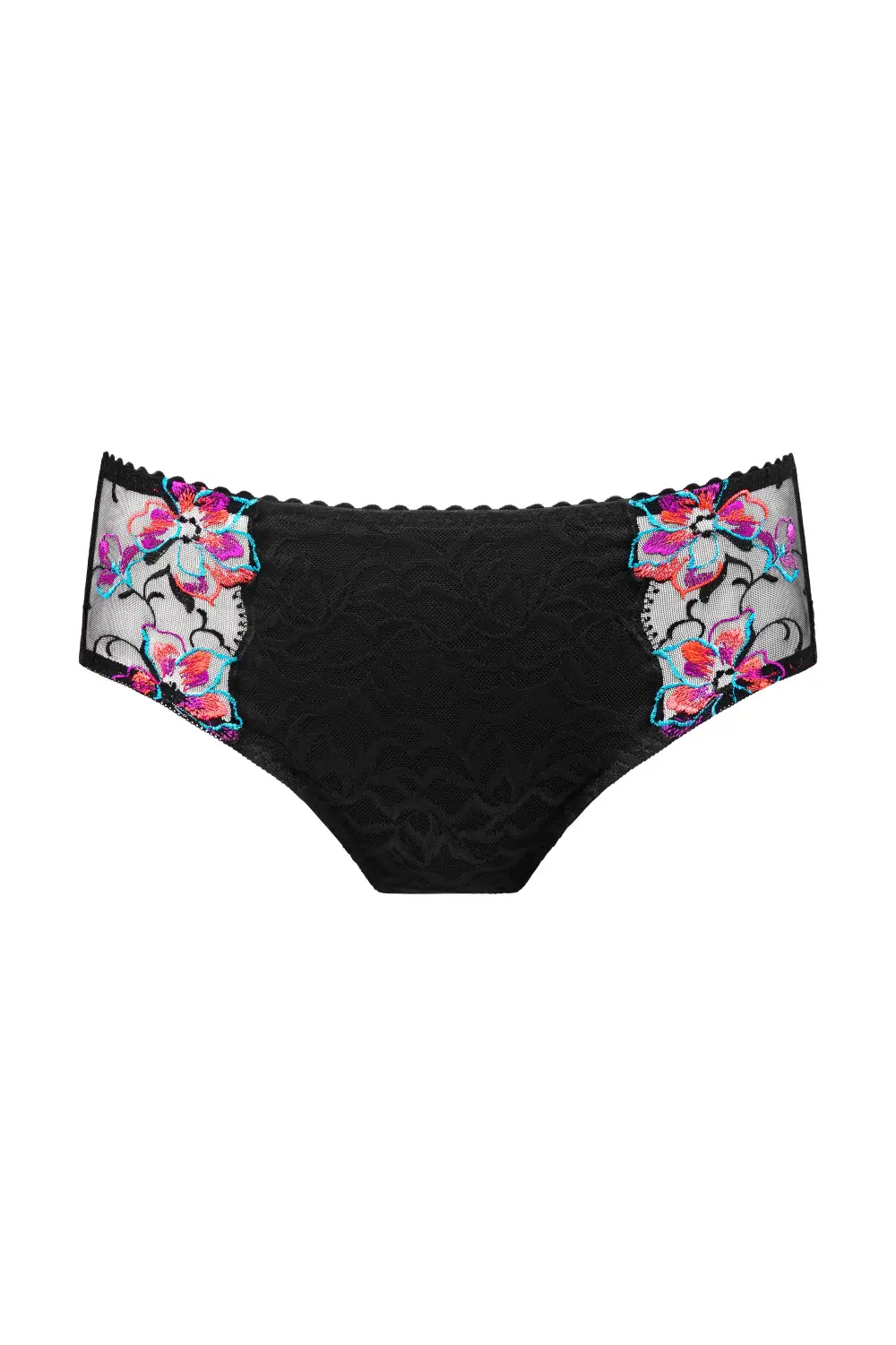 Women's Full Coverage Elastic Waistband Cotton Gusset Lace Embroidery Cotton Retro Detail Soft Fabric Stretch Fit Brief Panty