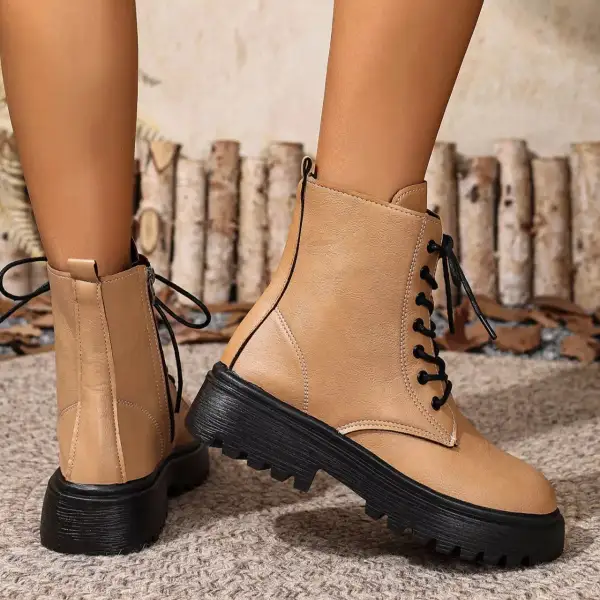 Lace Up Ankle Combat Boots