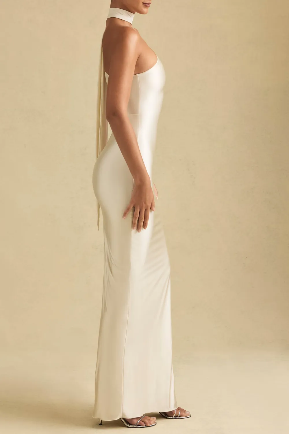Elegant High-Shine Satin Long Dress For Women