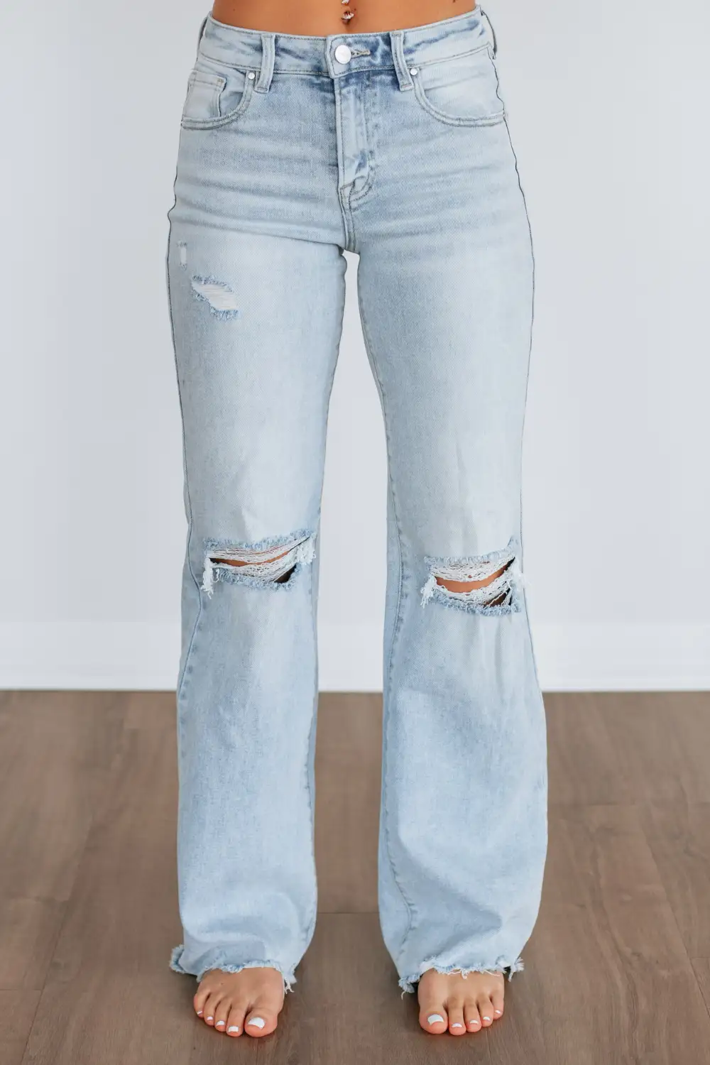 Women's High Rise Raw Hem Zip Fly Jeans