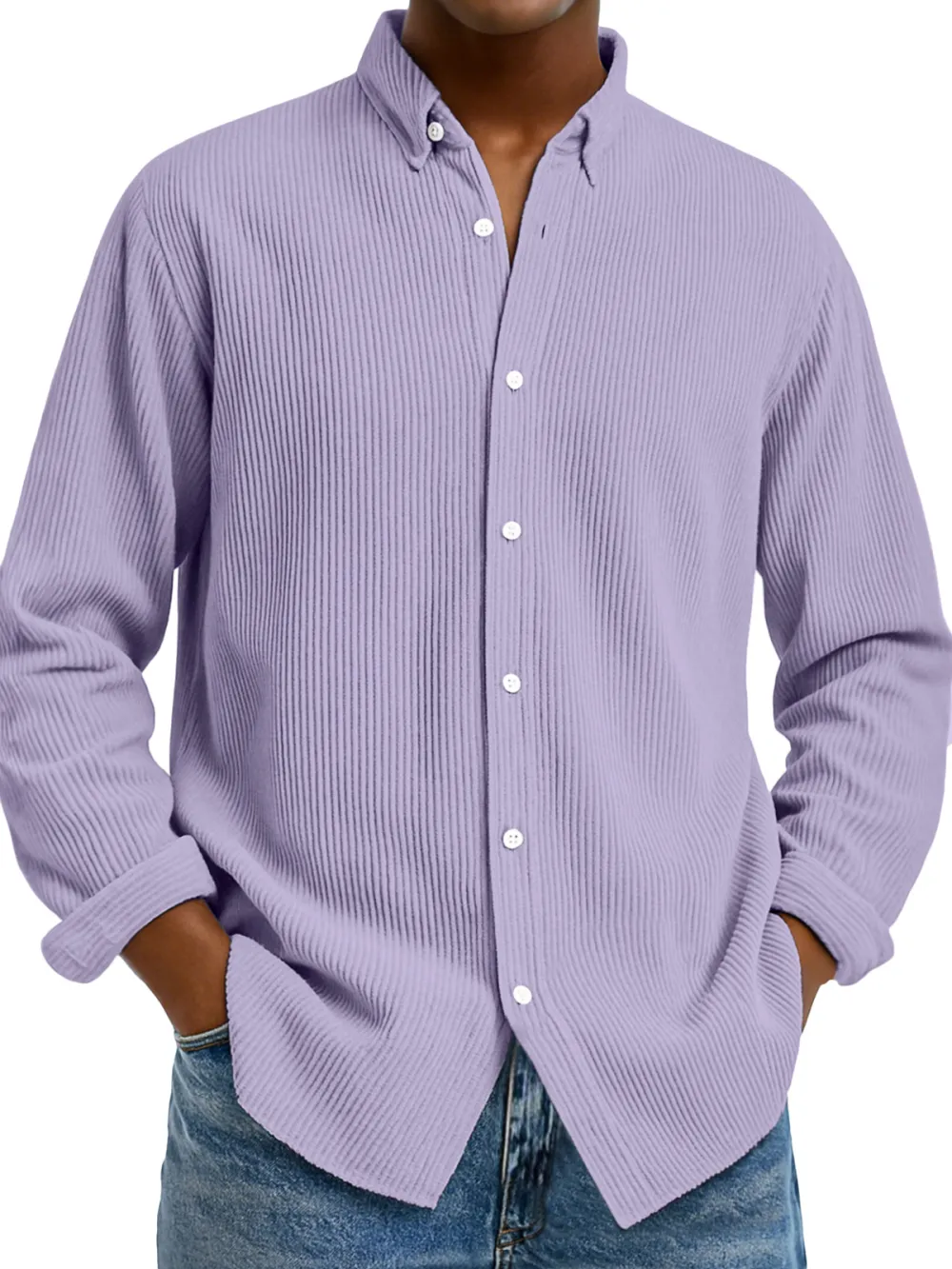 Clean Cut Long Sleeve Open Collar Shirt