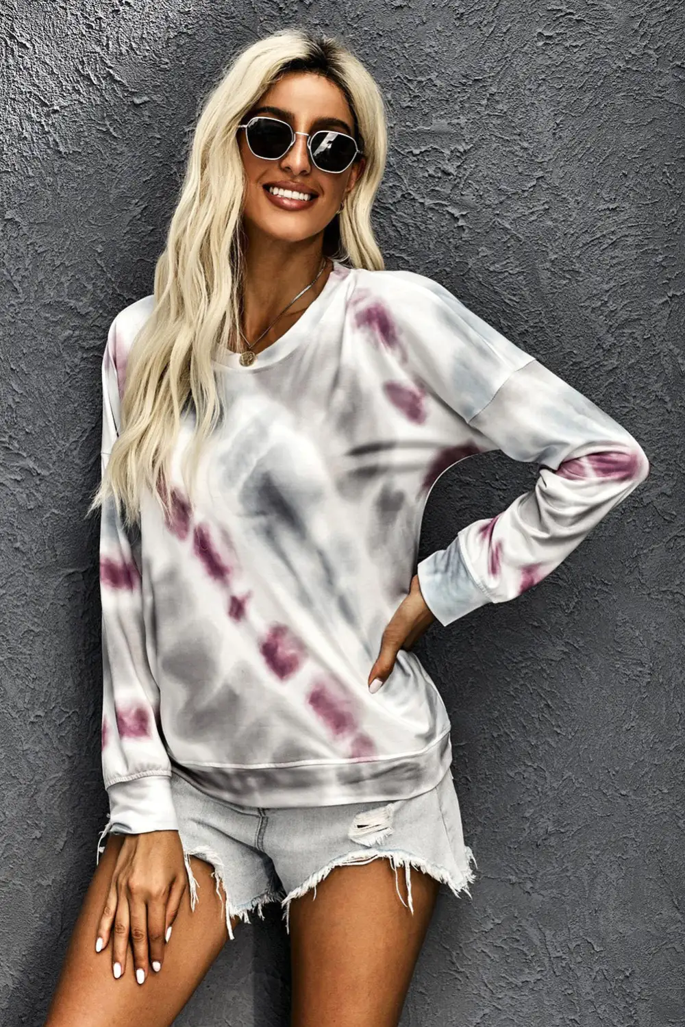 Casual Tie Dye Round Neck Sweatshirt