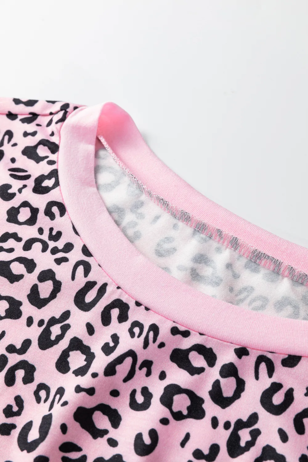 Pink Leopard Striped Patchwork Side Top
