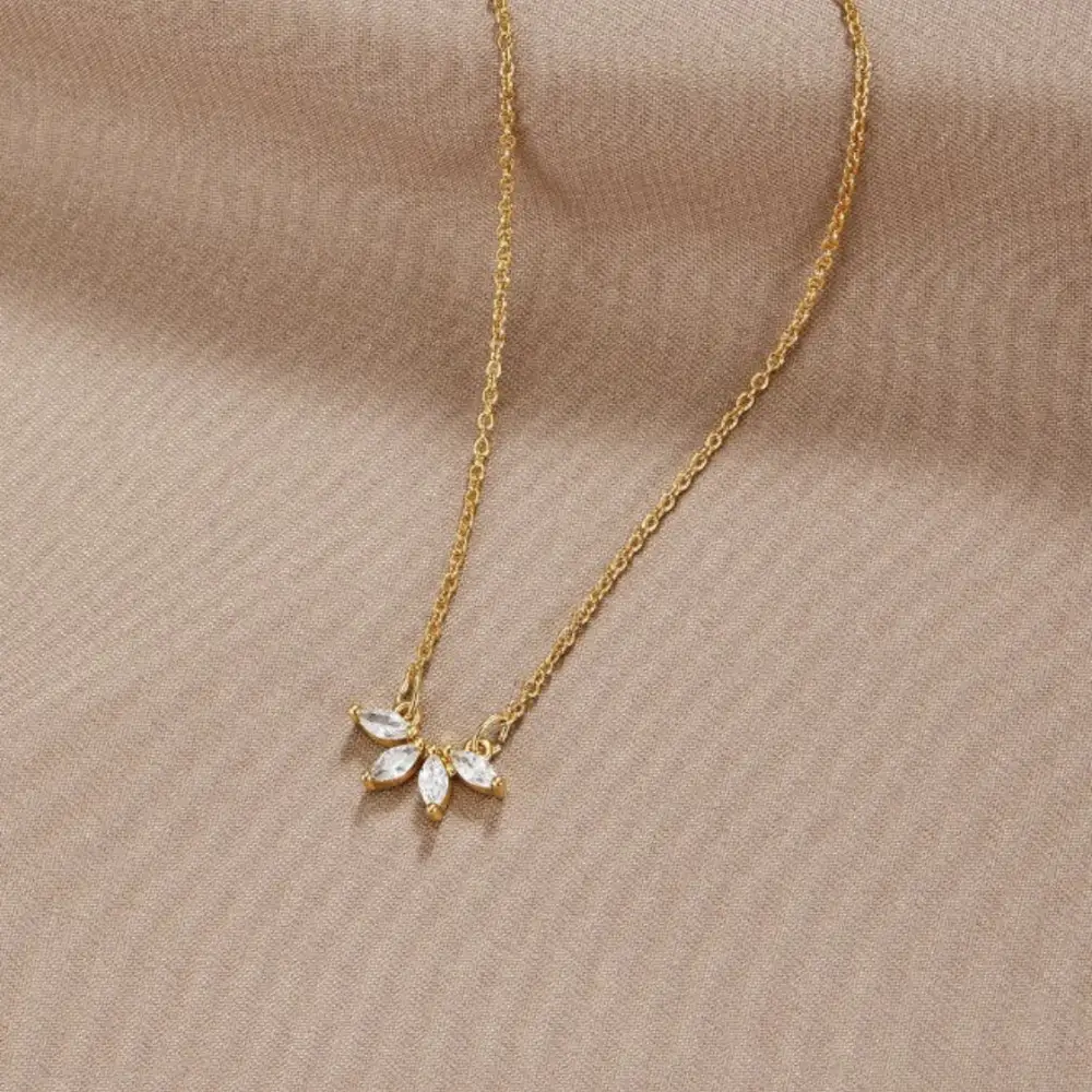 Crystal Leaf Pendant Necklace