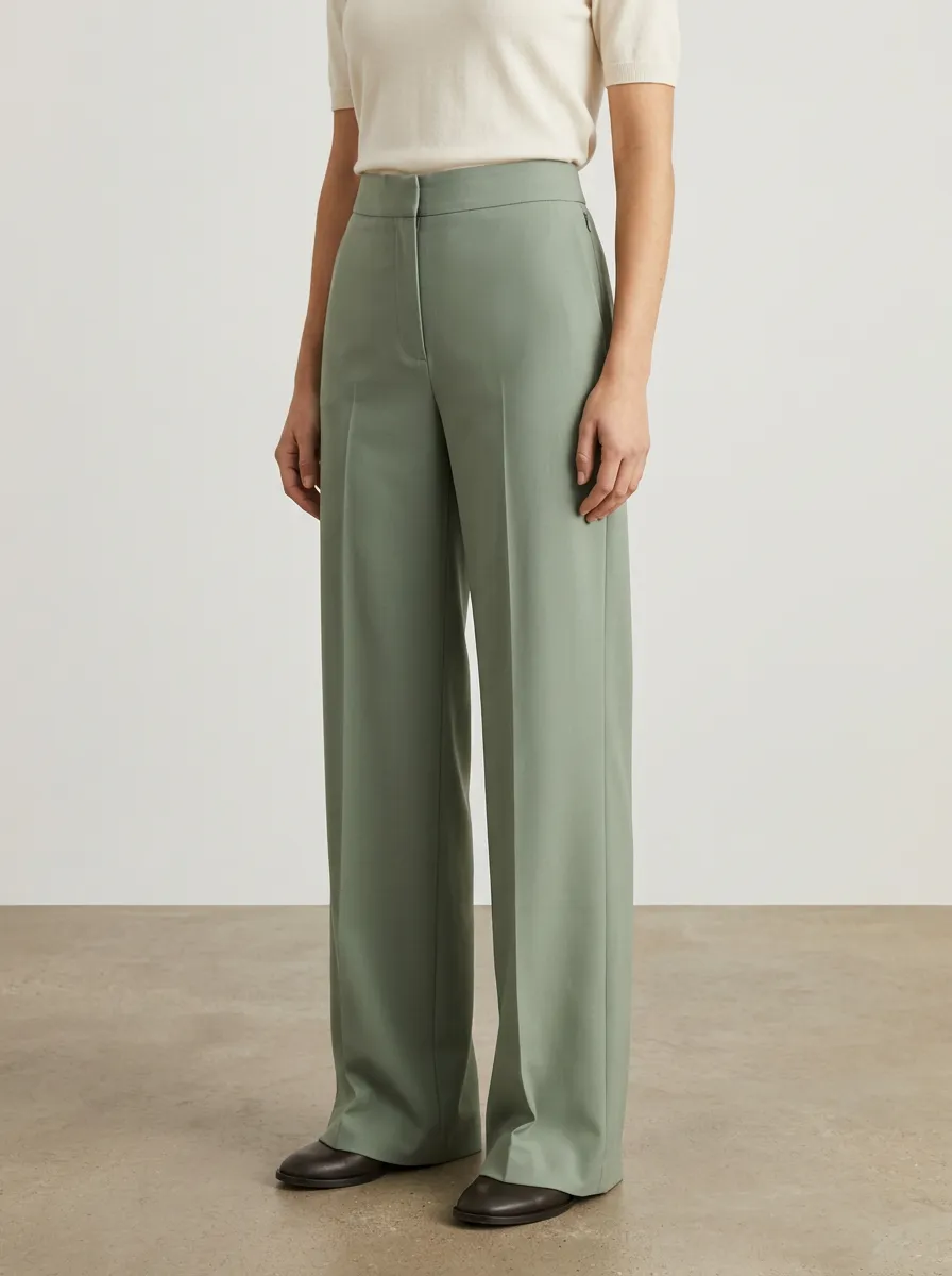 Simple High Rise Wide Leg Trousers