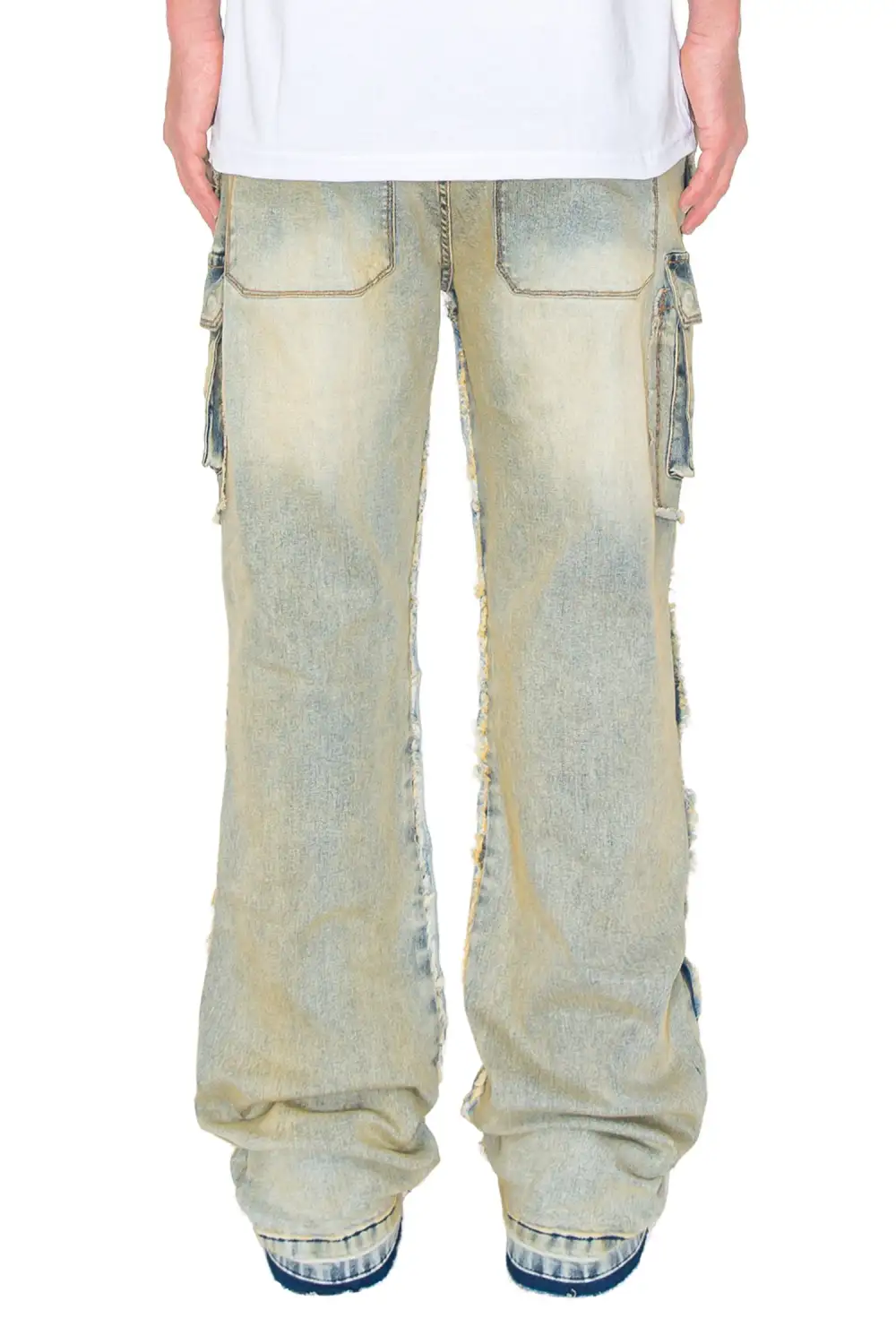 Men's Bootcut Raw Edge Double Cargo Denim Jeans