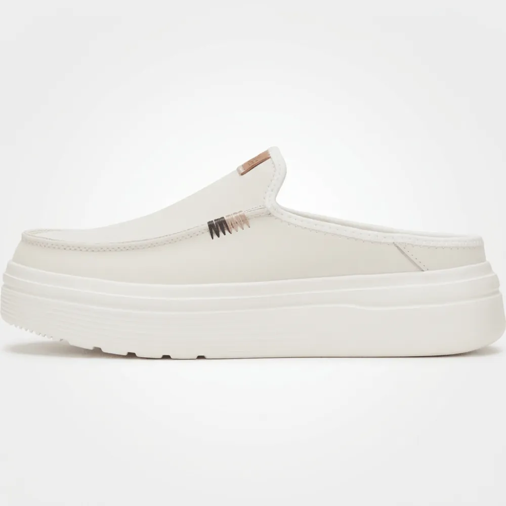 Platform Leather Slip On Mule Shoes For Women