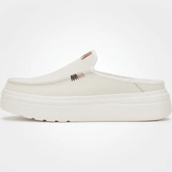 Platform Leather Slip On Mule Shoes For Women