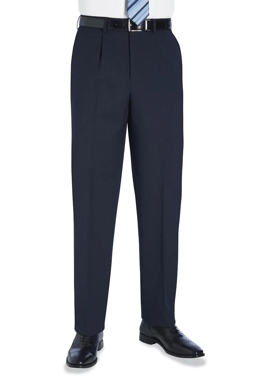 Men's Single Pleat Classic Fit Stretch Suit Trousers